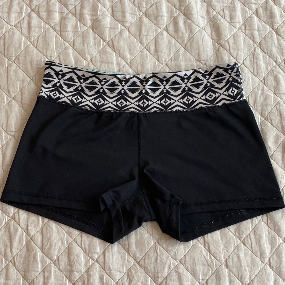 Black Patterned Women's Spandex Shorts